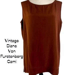 Diane Von Furstenberg Vintage 100% Silk Brown Cami Size M